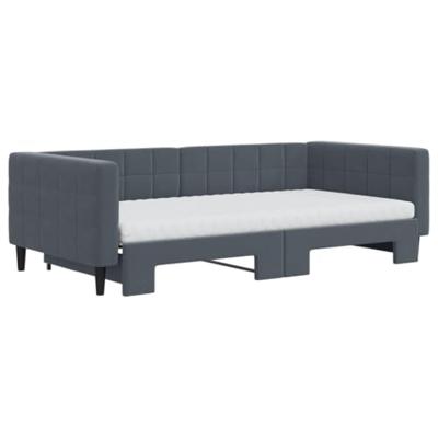 Slaapbank onderschuifbed matrassen 100x200cm fluweeldonkergrijs
