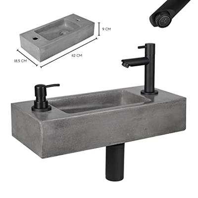 Fonteinset Differnz Jax Kraan en Afvoer Mat Zwart Ingebouwde Zeeppomp 42x18.5x9 cm Beton Differnz Fonteinset Differnz Jax Kraan en Afvoer Mat Zwart Ingebouwde Zeeppomp 42x18.5x9 cm Beton Differnz