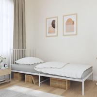 Bedframe met hoofdbord metaal wit 107x203 cm - thumbnail