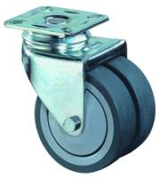 BS Rollen Dubbel zwenkwiel | 75 mm 80 kg | zonder vastzetter rubber | grijs 77 x 67 mm | 1 stuk - B100.A85.075 B100.A85.075 - thumbnail