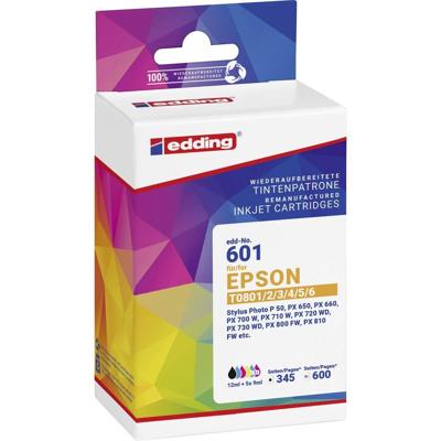 Edding Inktcartridge vervangt Epson T0807, T0801, T0802, T0803, T0804, T0805, T0806 Compatibel Combipack Zwart, Cyaan, Magenta, Geel, Foto cyaan, Foto magenta