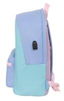 Rugtas voor Laptop en Tablet met USB Uitgang Munich Mellow Blauw Roze Celeste - thumbnail