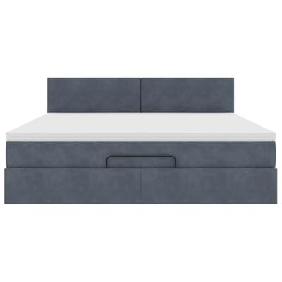 Ottoman bed met matras 160x200cm fluweel donkergrijs