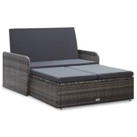 2-delige Loungeset met kussens poly rattan grijs - thumbnail
