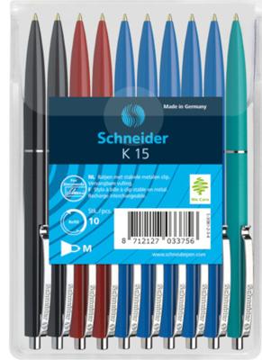 Schneider s-3081-2-3-4 balpen k15 10s assorti kleuren in headerbag