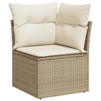 9-delige Loungeset met kussens poly rattan beige - thumbnail