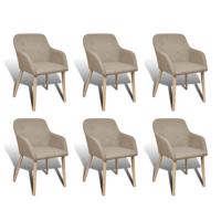 Eetkamerstoelen 6 st stof en massief eikenhout beige - thumbnail