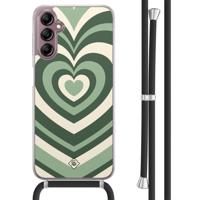 Samsung Galaxy A14 hoesje met koord - Hart swirl groen - thumbnail