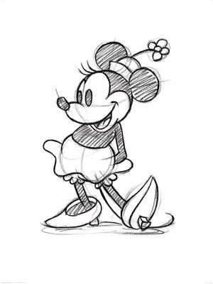 Kunstdruk Minnie Mouse - Sketched Single 60x80cm