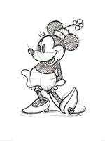 Kunstdruk Minnie Mouse - Sketched Single 60x80cm - thumbnail