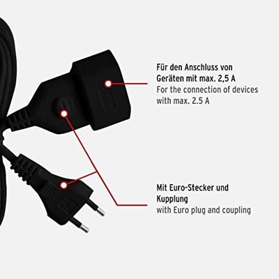 Brennenstuhl Kunststof verlengsnoer 5m zwart H03VV H2-F 2x0,75 - 1161800 Brennenstuhl Kunststof verlengsnoer 5m zwart H03VV H2-F 2x0,75 - 1161800
