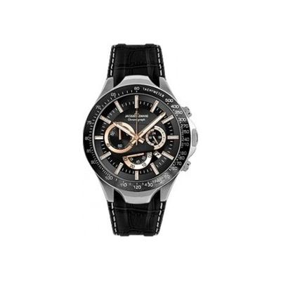 Jacques Lemans horlogeband 1-1661 / Dakar Leder Zwart 20mm + wit stiksel