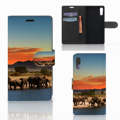 Sony Xperia XZ | Sony Xperia XZs | Telefoonhoesje | Met pasjeshouder | Olifanten Sony Xperia XZ | Sony Xperia XZs | Telefoonhoesje | Met pasjeshouder | Olifanten