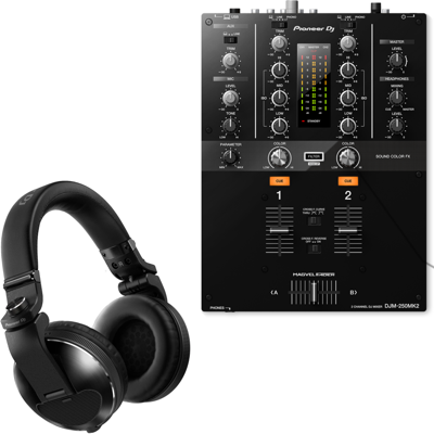 Pioneer DJ DJM-250MK2 + Pioneer HDJ-X10 DJ koptelefoon zwart Pioneer DJ DJM-250MK2 + Pioneer HDJ-X10 DJ koptelefoon zwart