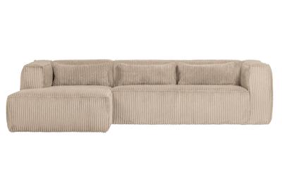 WOOOD Loungebank 'Bean' Links, Rib, kleur Travertin