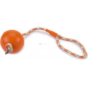 Rubberen bal aan koord hondenspeeltje oranje 30 cm Rubberen bal aan koord hondenspeeltje oranje 30 cm