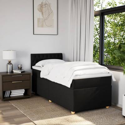 Boxspring met matras stof zwart Single (alleen AU) - thumbnail