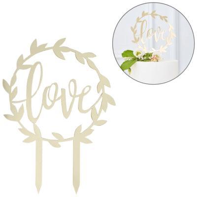 Ginger Ray taarttopper love goudkleurig 19 cm | 20 stuks