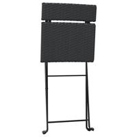 Bistrostoelen inklapbaar 2 st poly rattan en staal zwart - thumbnail