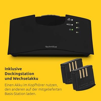 TechniSat STEREOMAN ISI 3 Draadloze stereo draadloze hoofdtelefoon voor televisie en muzieksystemen met dockingstation, zwart