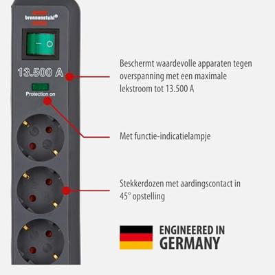 Brennenstuhl Eco-Line Stekkerdoos met Overspanningsbeveiliging 13.500A 1,5m H05VV-F 3G1,5 - 1158820315 - thumbnail