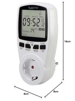 Sygonix 1625525 Stopcontact-schakelklok Digitaal Weekprogramma 3680 W Timer-functie, START/STOP functie, Toevalsfunctie Sygonix 1625525 Stopcontact-schakelklok Digitaal Weekprogramma 3680 W Timer-functie, START/STOP functie, Toevalsfunctie