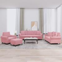 4-delige Loungeset met kussens fluweel roze - thumbnail