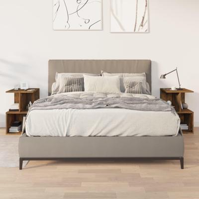 Nachtkastjes 2 st 35x35x55 cm bewerkt hout gerookt eikenkleurig