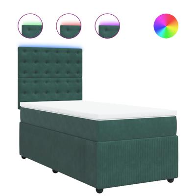 Boxspring met matras fluweel donkergroen 140x190 cm