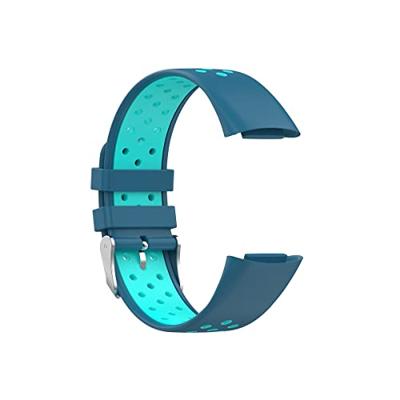 FitBit Charge 5 & 6 Sportbandje met gesp - Blauw / turquoise - Tweekleurig - Maat: L FitBit Charge 5 & 6 Sportbandje met gesp - Blauw / turquoise - Tweekleurig - Maat: L