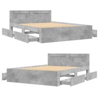 Bedframe met hoofdeinde bewerkt hout betongrijs 120x200 cm - thumbnail