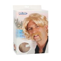 Boland Blonde pruik met snor - thumbnail
