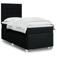 Boxspring met matras stof zwart 200x200 cm - thumbnail