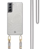 Samsung Galaxy S21 hoesje met grijs koord - Abstract waves - thumbnail