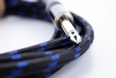 Cordial 14771 Jackplug Audio Aansluitkabel [1x Jackplug male 6,3 mm (mono) - 1x Jackplug male 6,3 mm (mono)] 7.50 m Zwart, Blauw Textielmantel