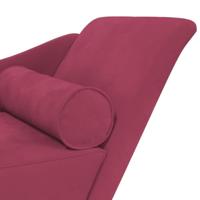 Chaise longue met kussens fluweel wijnrood - thumbnail