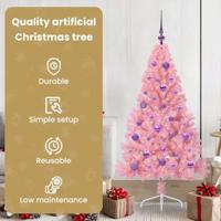 VidaXL Kunstmatig voorverlicht kerstboom met 150 led roze 150 cm pvc - thumbnail