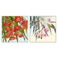 Canvas Home ESPRIT Geel Blauw Blommor Shabby Chic 100 x 4 x 100 cm (2 Stuks) - thumbnail