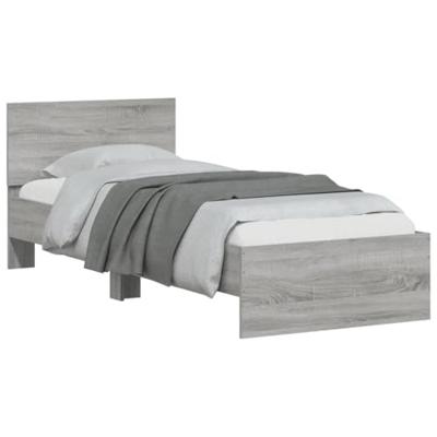 Bedframe met hoofdeinde bewerkt hout grijs sonoma 90x200 cm