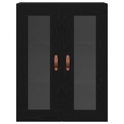 Wandkast Zwart Eiken 69,5 x 34 x 90 cm Bewerkt hout