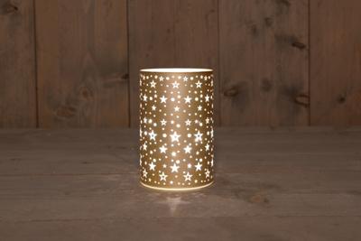 Cylinder Glass Matt Gold With Stars 10 x 15 cm en 8Led Warm Anna's Collection - Annas collection