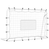 VidaXL Voetbalrebounder 184x61x123 cm staal en pe wit en zwart - thumbnail