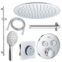 GROHE Grohtherm Regendoucheset inbouw - 2 functies - met Fortifura hoofddouche 30cm - ronde handdouche - plafondarm - glijstang 90 cm - chroom sw105953 SW104917  SW696252 SW496814 SW767373 SW76 - thumbnail