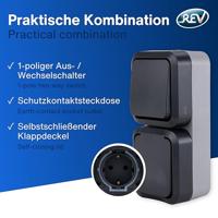 REV 0004860400 Schakel-/stopcontact combinatie Compleet AquaStorm Lichtgrijs, Zwart 1 stuk(s) - thumbnail
