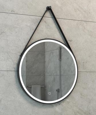 Wiesbaden Cinto spiegel rond met band, LED, dimbaar en spiegelverwarming 60 cm mat zwart