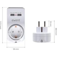 Wandstopcontact met 2 USB-Poorten Ewent EW1225 16A 3680 W Wit 10 W - thumbnail