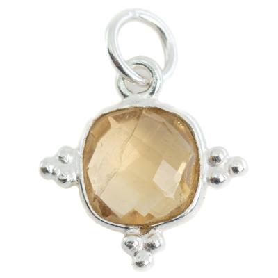 Edelsteen Hanger Citrien Vierkant - Zilver - 8 mm Edelsteen Hanger Citrien Vierkant - Zilver - 8 mm