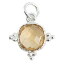 Edelsteen Hanger Citrien Vierkant - Zilver - 8 mm - thumbnail