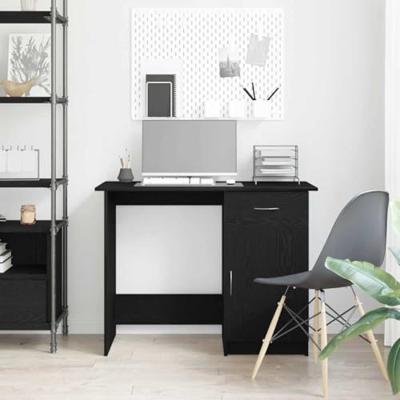 Bureau met lade Zwart Eiken 100 x 50 x 76 cm Bewerkt hout