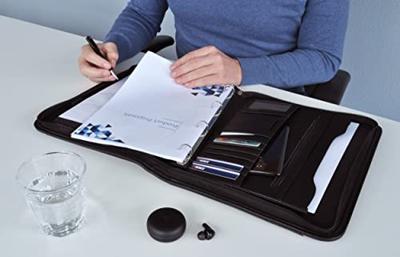 Schrijfmap DESQ A4 kunstleder met rits en handvatten zwart